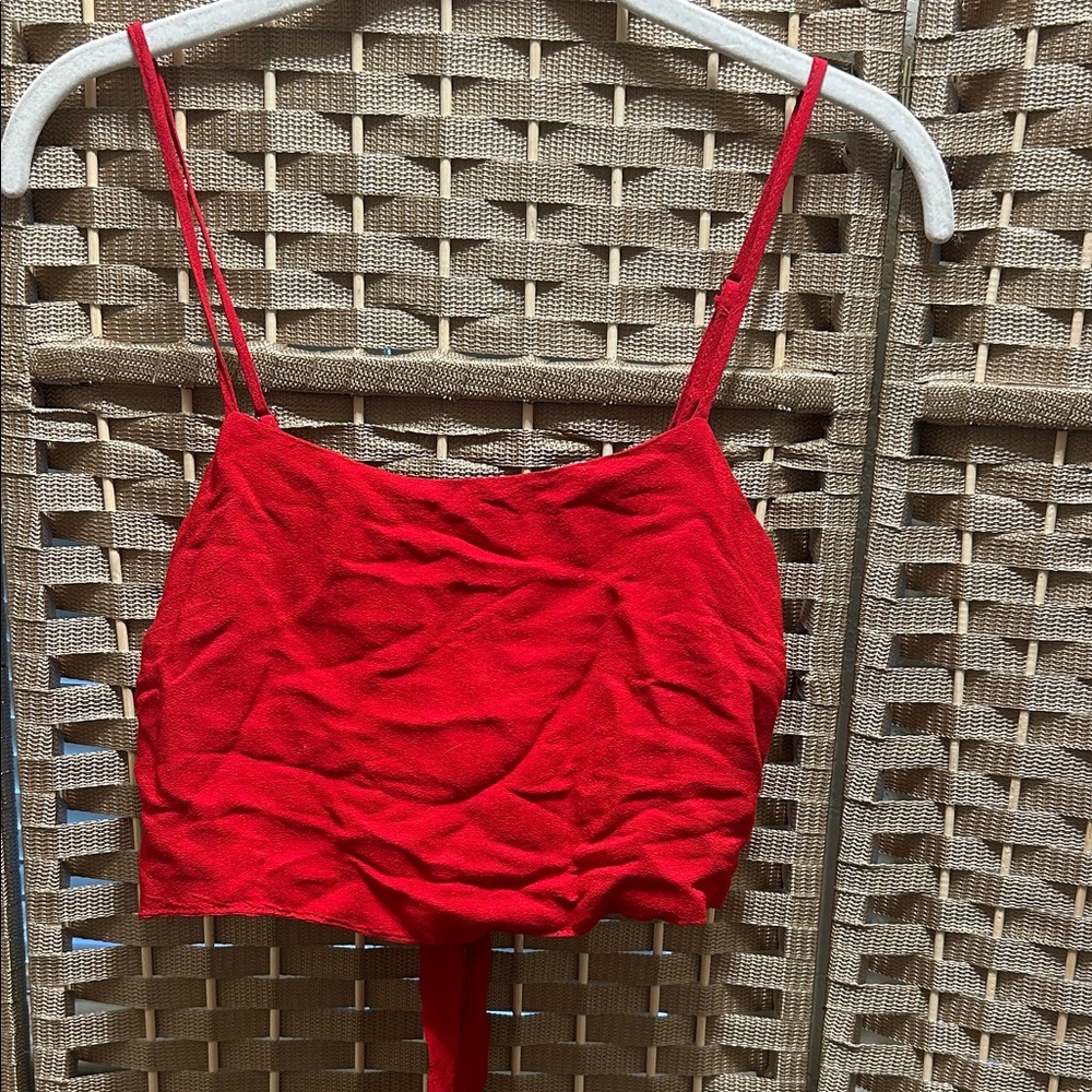 Brandy Melville Red Spaghetti Strap Crop Top